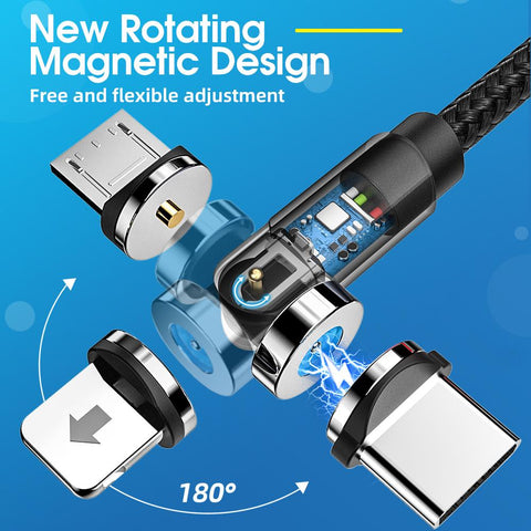 ANMONE 540 Rotate Micro Magnetic Cable 360 Degree USB Type C Charging Cable Rotate-PA01030-Veeddydropshipping