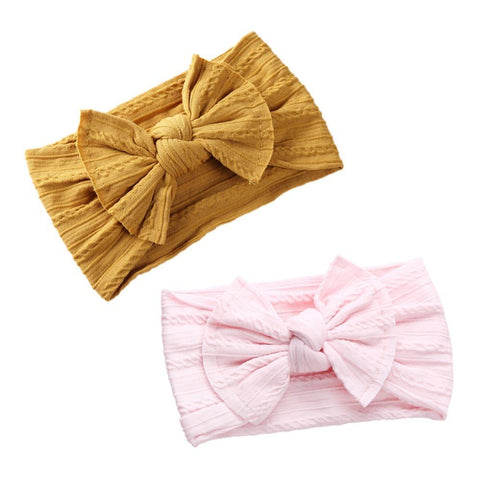Wide Baby Nylon Newborn Headband Knotted Bow Hair Band Braid-TB00437-Veeddydropshipping