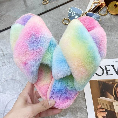 Leopard Print Faux Fur Fashion Warm Shoes Woman Slip on Flats-BS01129-Veeddydropshipping