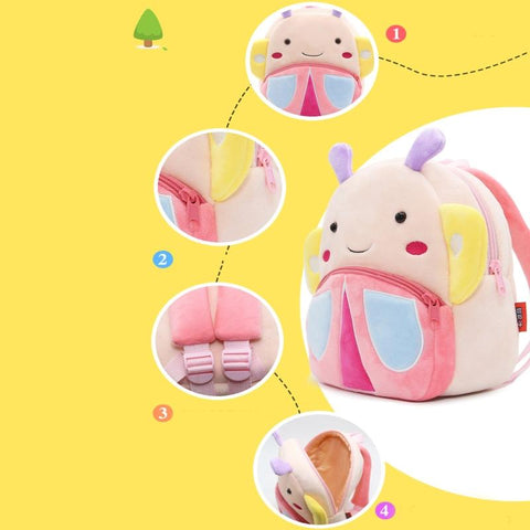 Kids Cute Butterfly Plush Backpack Kindergarten Boys Girls-TB00007-Veeddydropshipping