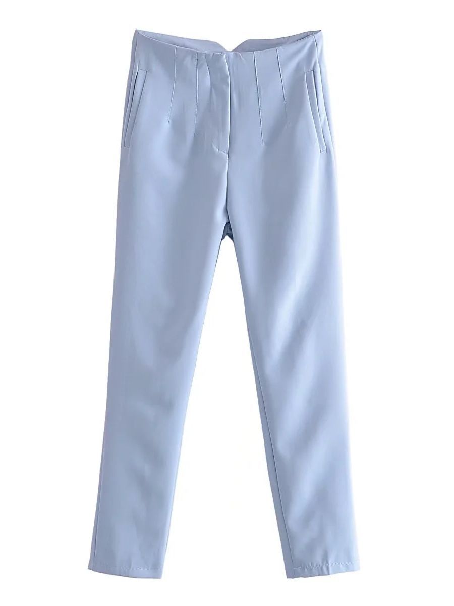 Women Straight Pants High Waist Trousers-WF00601-Veeddydropshipping
