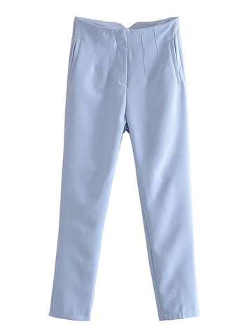Women Straight Pants High Waist Trousers-WF00601-Veeddydropshipping