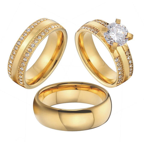 Wedding Set Lovers Alliance Big Stone Engagement Ring  -JW00419-Veeddydropshipping