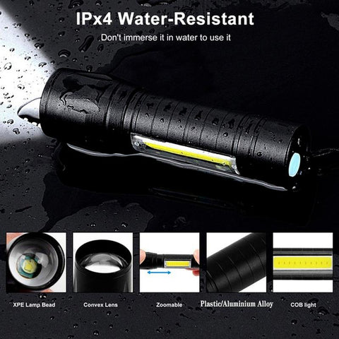 4PC High Power Rechargeable LED Flashlight Mini Zoom Torch Outdoor Camping-TI00785-Veeddydropshipping