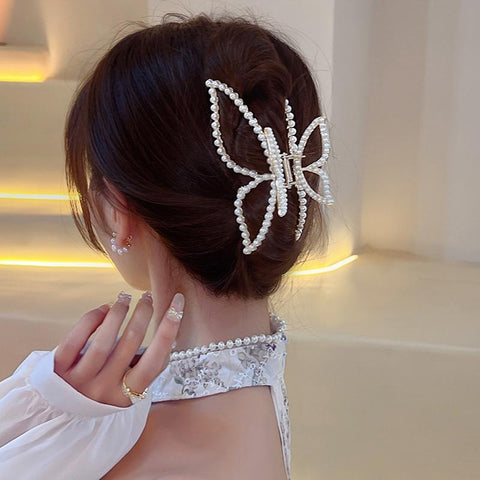 Crystal Pearl Flower Hair Clip Floral Style Barrette Hair Jewelry -JW00506-Veeddydropshipping