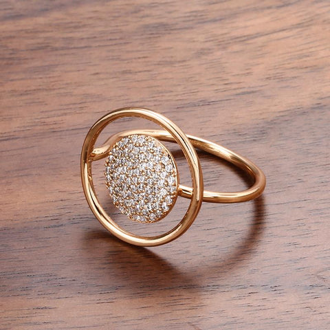 Natural Zircon Full Paved Women Ring  Rose Gold Unique Luxury-JW00030-Veeddydropshipping