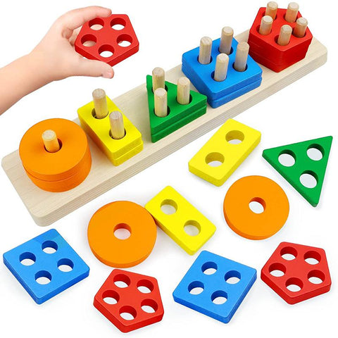 Montessori Four-post Geometric Modeling Building Blocks Kids educational Toys-TB01498-Veeddydropshipping