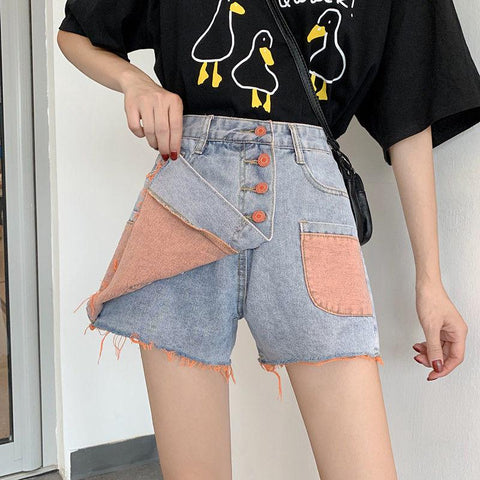 Shorts Skirts Women Denim Shorts High Waist-WF00610-Veeddydropshipping