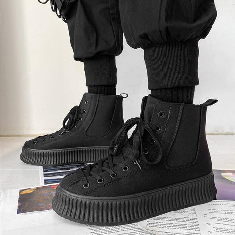 Shoes Black Wearproof Chelsea Boots Hombre Heighten Leather-BS01356-Veeddydropshipping