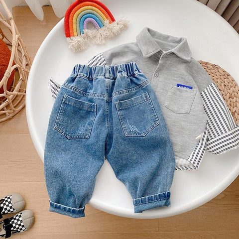Toddler Kids Boy Jeans 2022 New Autumn Children Cartoon Pattern Loose-TB01263-Veeddydropshipping