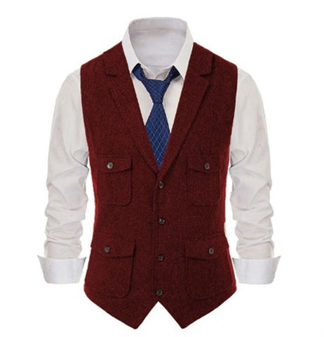 Sleeveless Jackets Herringbone Waistcoat Wedding Suits-MF01273-Veeddydropshipping