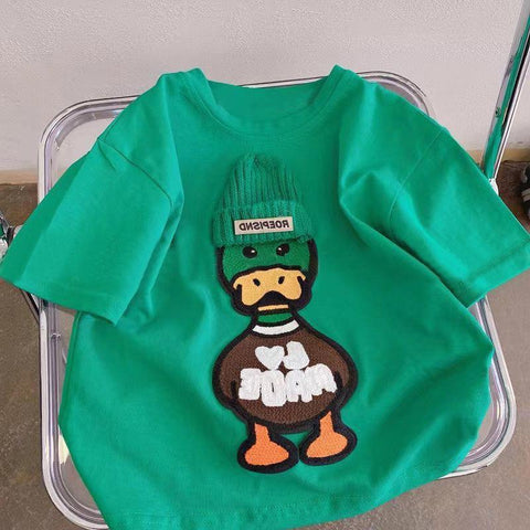 New Arrival Popular Embroidered Duck Casual Short Sleeve Boy T-shirt-TB00935-Veeddydropshipping