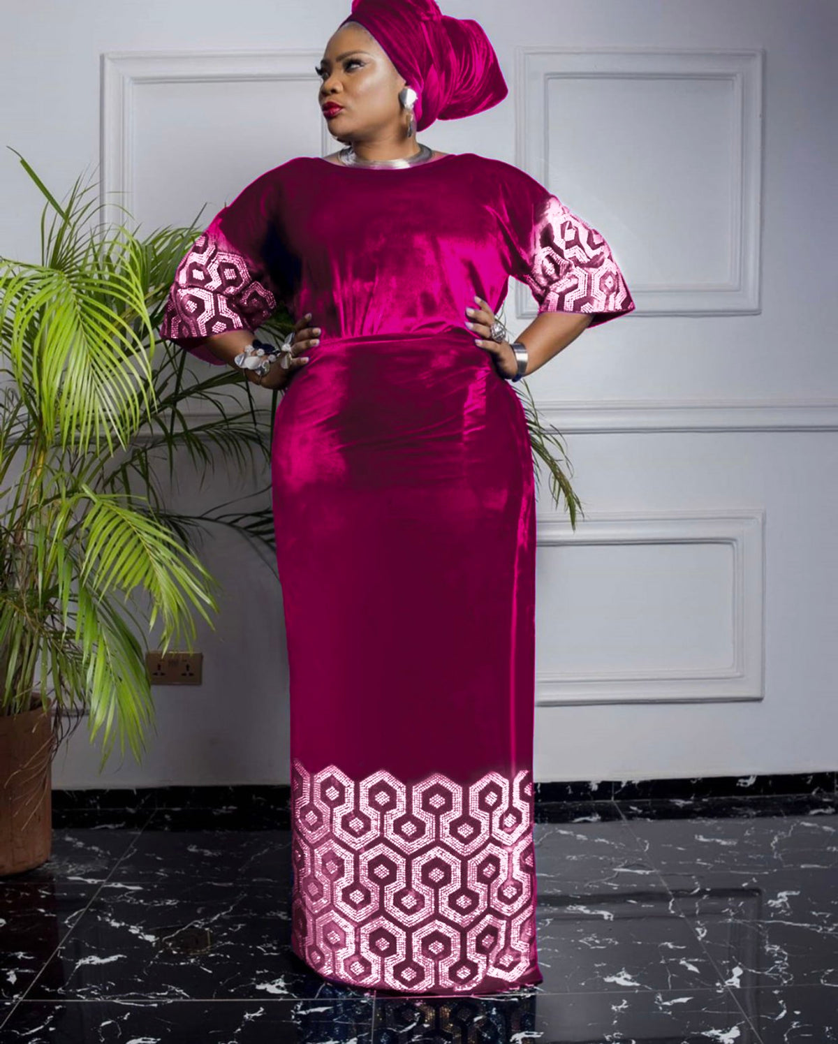 African Dress For Woman Velvet Dress-WF01648-Veeddydropshipping
