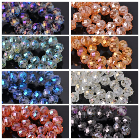 Round Twist Faceted Matte Crystal Glass Loose Beads Jewelry-JW01641-Veeddydropshipping