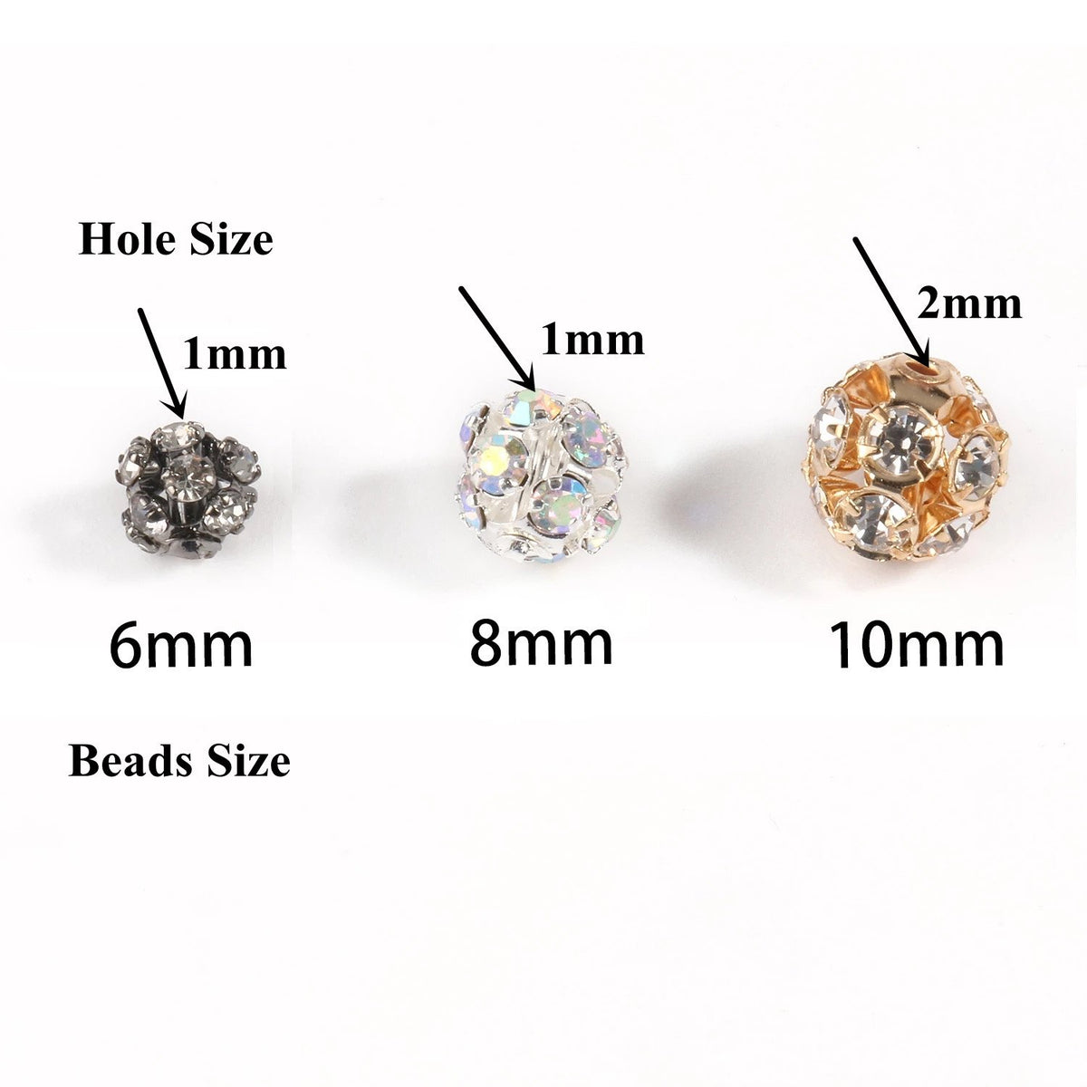Rhinestone Ball Shape Loose Beads Metal Crystal Beads for Jewelry-JW01472-Veeddydropshipping