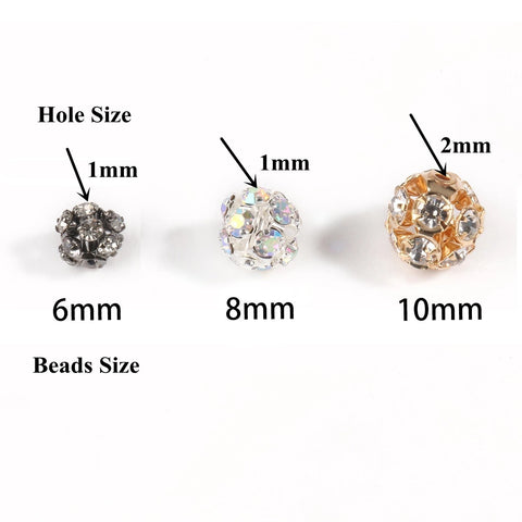 Rhinestone Ball Shape Loose Beads Metal Crystal Beads for Jewelry-JW01472-Veeddydropshipping