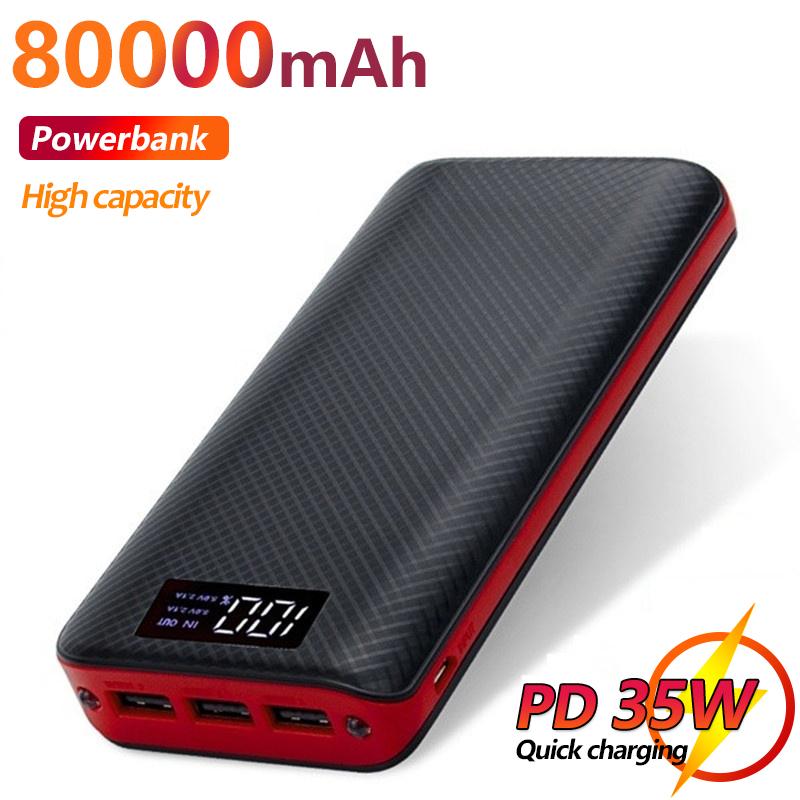 80000mAh High-capacity with Digital Display Mobile Power Bank 3USB Lighting-PA00465-Veeddydropshipping