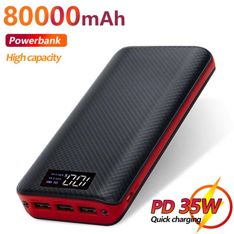 80000mAh High-capacity with Digital Display Mobile Power Bank 3USB Lighting-PA00465-Veeddydropshipping