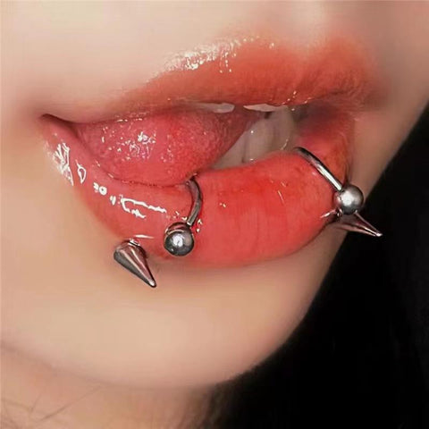 Titanium Steel C Shape Piercing Lip Ring  Spike Lip Stud -JW01356-Veeddydropshipping