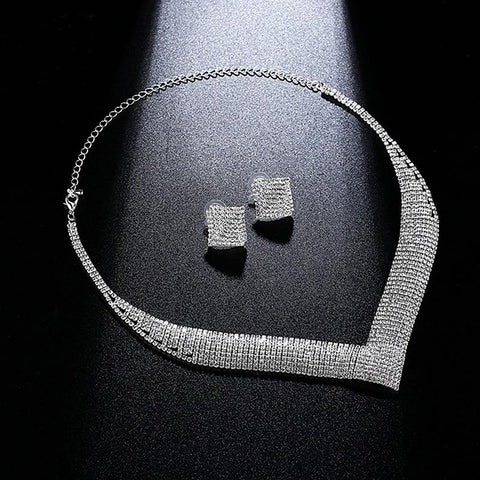 Luxury Crystal Bridal Wedding Jewelry Sets African Beads  -JW00335-Veeddydropshipping