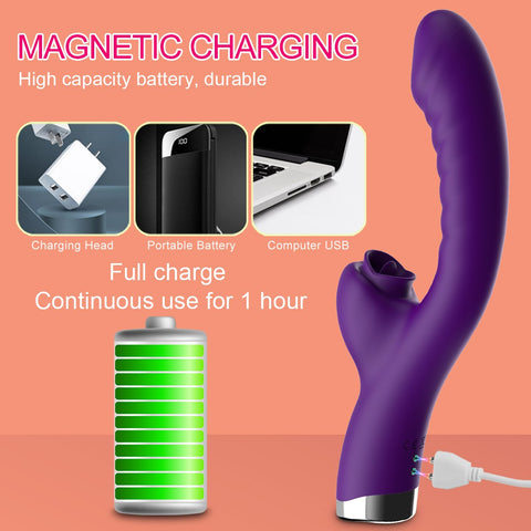 Vibrator For Women 2 In 1 Licking Machine Clitoris Stimulator G-Spot Powerful -BH01265-Veeddydropshipping