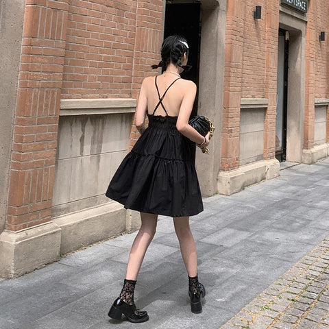Sexy Mini Strap Backless Dress Woman A Line Dresses-WF00078-Veeddydropshipping