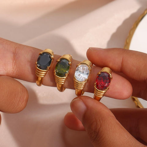 3A Zircon Shiny Stone Ring 18K Gold Plated Rings For Women-JW00023-Veeddydropshipping