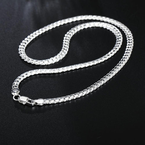 925 Sterling Silver European style retro flat chain necklace bracelets fashion  -JW00189-Veeddydropshipping