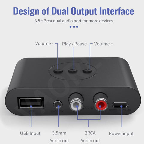 Bluetooth 5.0 Audio Receiver NFC U Disk RCA 3.5mm AUX USB Stereo -CE01106-Veeddydropshipping