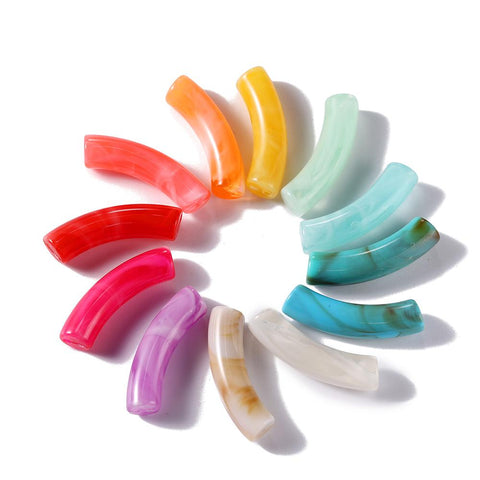 Colorful Bent Pipe Bead Acrylic Curved Tube Beads for DIY -JW01494-Veeddydropshipping