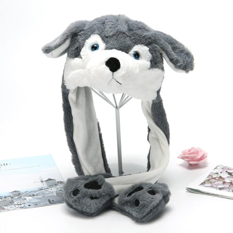 Plush Can Moving Bunny Ears Hat with Earflaps Movable-MF00973-Veeddydropshipping