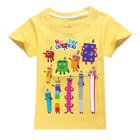 Kids Funny Number Blocks Clothes Summer Leisure T-shirt-Veeddydropshipping