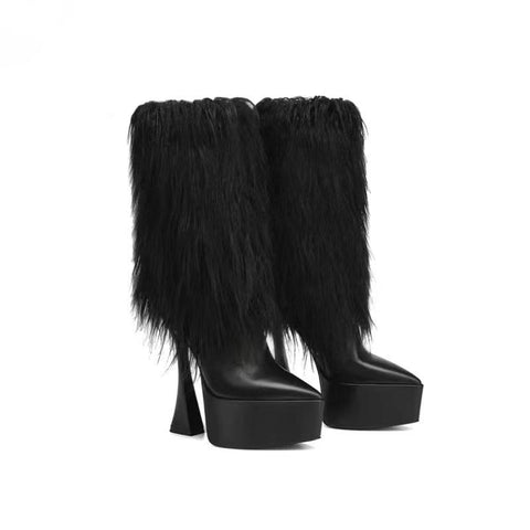 Tassel Super High Heel Mid Sleeve Boots Pointed Side Zipper-BS01041-Veeddydropshipping