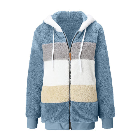 Plus Size Women Warm Plush Jackets Loose Fleece Coats-Veeddydropshipping