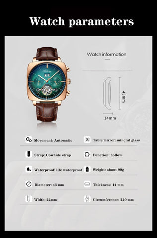brand watch chronograph Square Large Dial Watch -JW00700-Veeddydropshipping