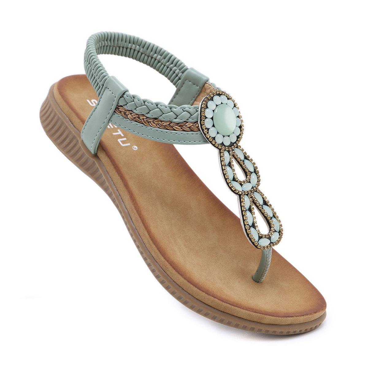 Rhinestones Slipper comfortable round head seaside resort large-BS00874-Veeddydropshipping