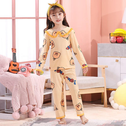 3-14 Year Wear BIG Girl Spring Autumn Long Sleeve Cute Pajamas Sets-TB01105-Veeddydropshipping