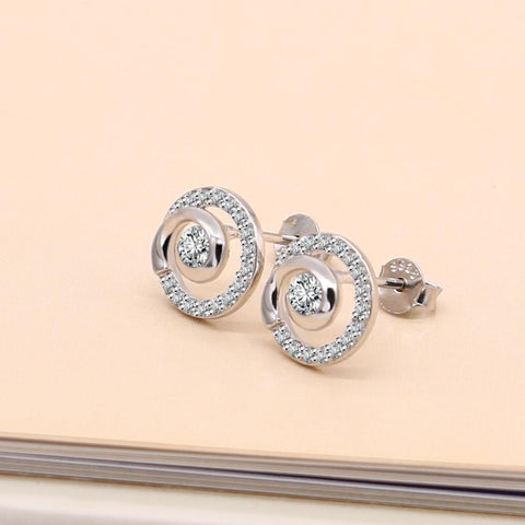 100% Original 925 Sterling Silver Earrings Cubic Zircon Round  Jewelry -JW01438-Veeddydropshipping