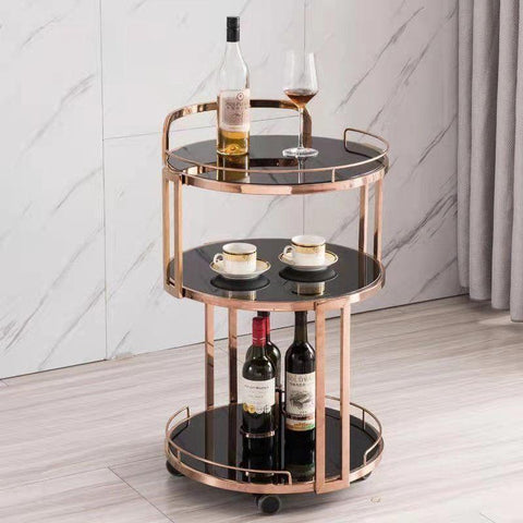 metal wrought dining car round wine trolley-HA01659-Veeddydropshipping