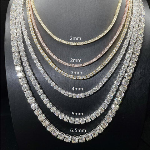 925 Silver Moissanite Chain tennis Necklace  Diamond Link Necklaces-JW00083-Veeddydropshipping