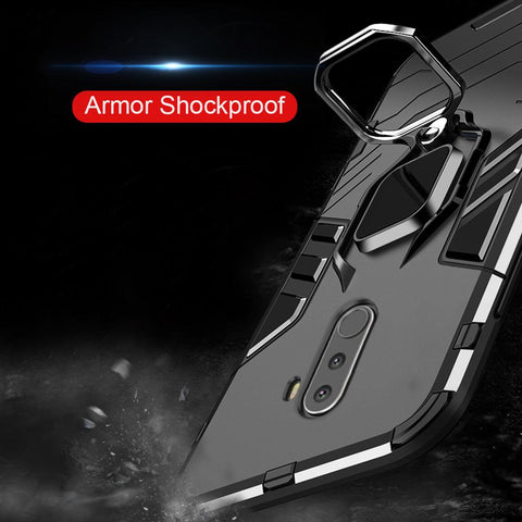 For Pocophone F1 Case Armor PC Cover Finger Ring Holder Phone Case-PA00322-Veeddydropshipping