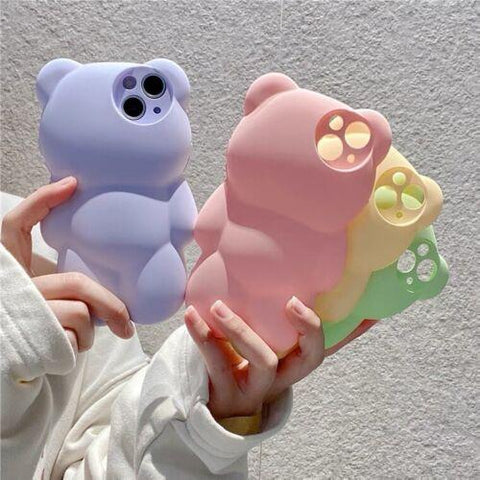Lovely Bear Kids Cartoon Silicone Case Skin for iPhone 14 13 12 Pro Max 11 XS XR-PA00174-Veeddydropshipping