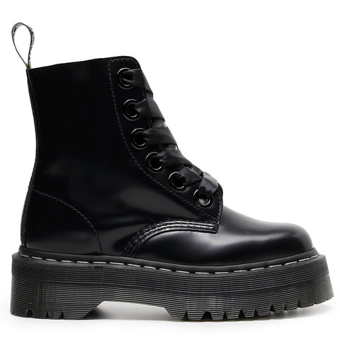 Women Shoes Black Leather Ankle Boots Punk Shoes Thick-BS00915-Veeddydropshipping