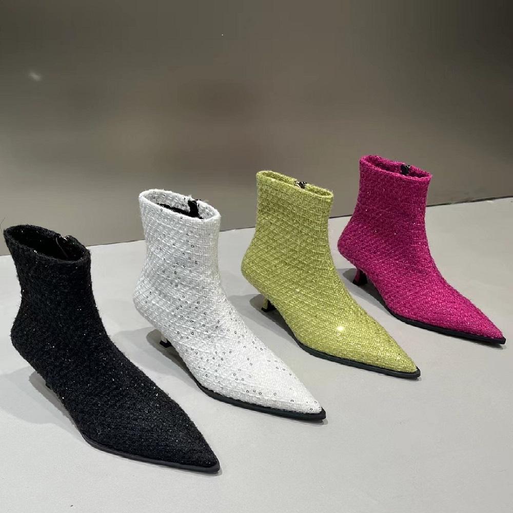 Pointed Toe Fashion Bling Ladies Modern Ankle Boots-BS00947-Veeddydropshipping
