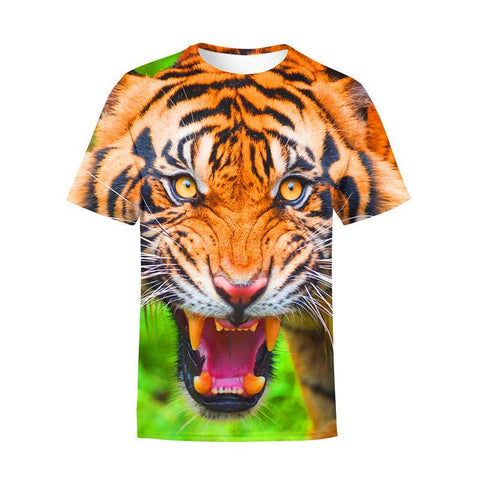 Summer Fashion Unisex Animal Cool Cartoon Tiger T-shirt Children Boys-TB01177-Veeddydropshipping