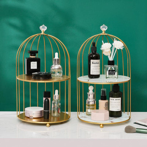 Metal Bird Cage Cosmetic Storage Organizer Lipstick-HA00790-Veeddydropshipping