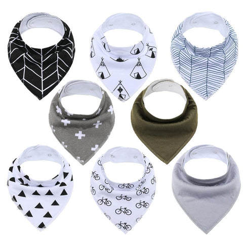 8Pcs Civarua Kids Baby Bibs Newborn Baby Bandana Drool Bibs Super Soft Bandana-TB00427-Veeddydropshipping