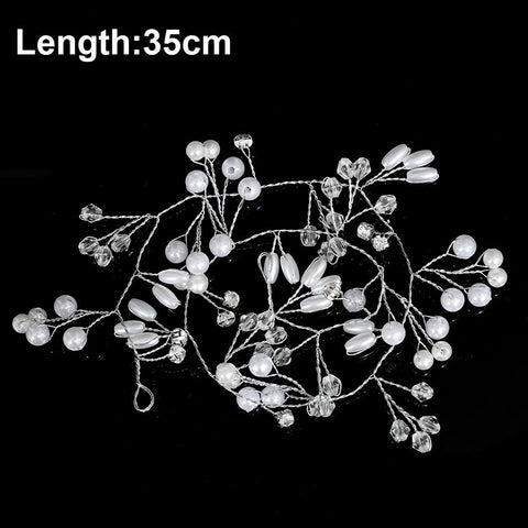 Pearl Hair Vine Accessories Wedding Jewelry 35cm Headwear -JW00463-Veeddydropshipping