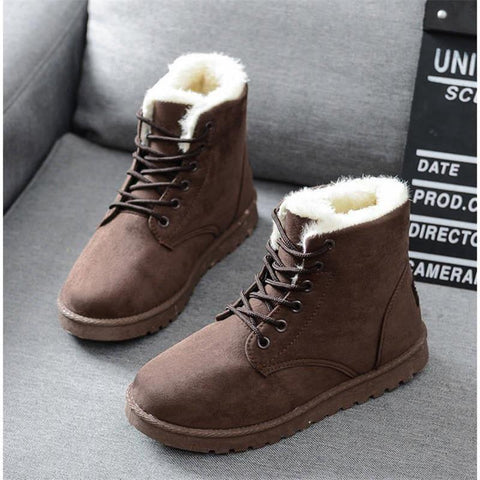 Snow Boots Female Boots Warm Lace Flat with Women-BS01002-Veeddydropshipping