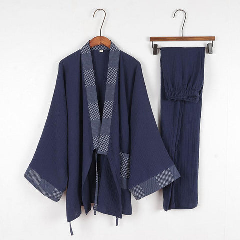 Summer Long-sleeve Trousers Cotton Casual Home Service Two-piece Suit-MF01626-Veeddydropshipping